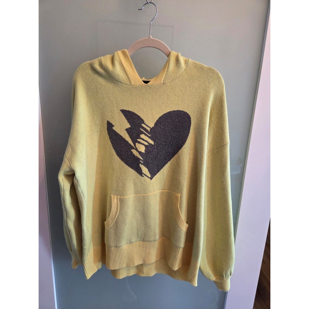 Torrid Cropped Sweater Hoodie Luxe Cozy Lovesick Heart Yellow size 1